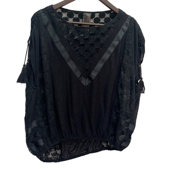 Free People Black Lace Blouse - Picture 1 of 10